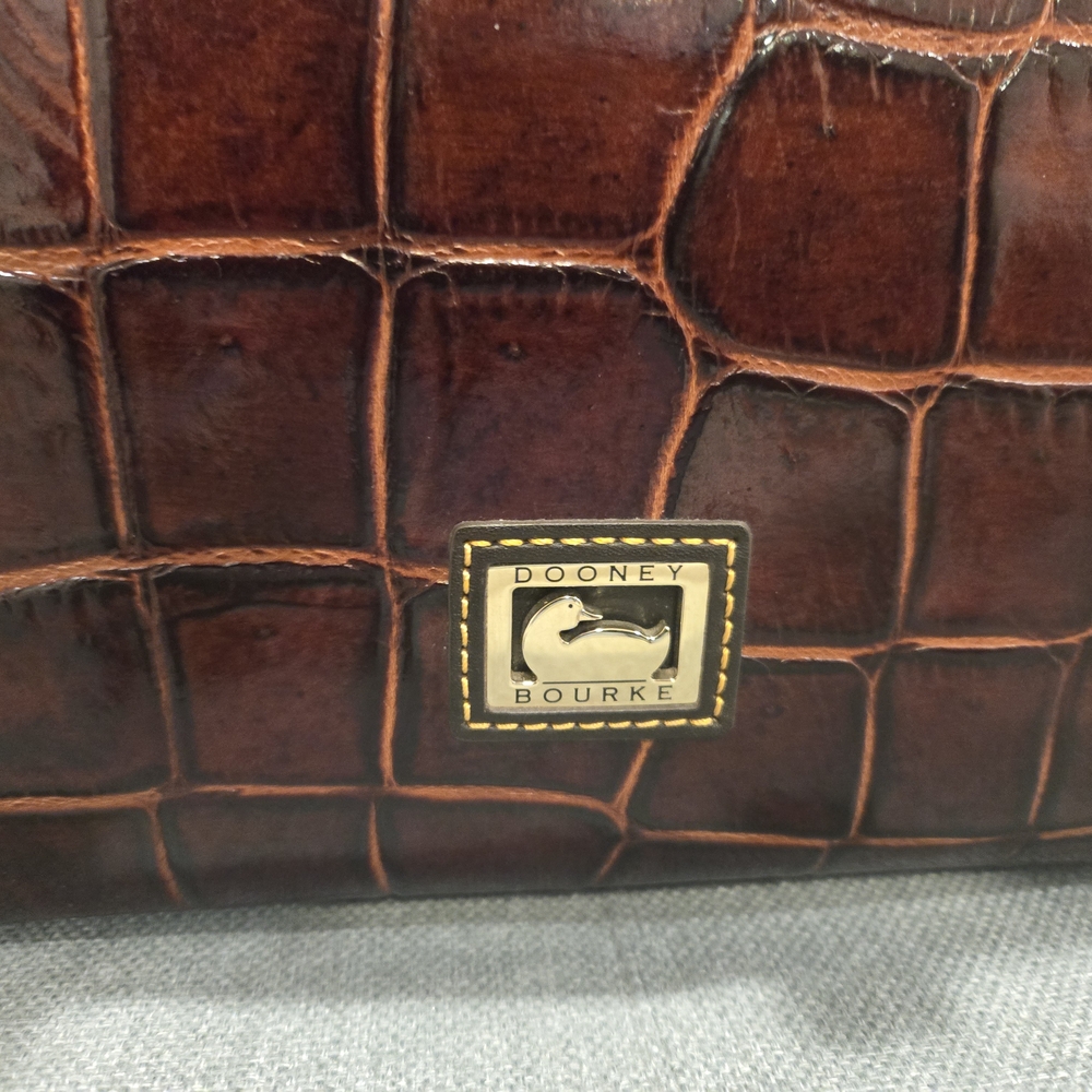 Dooney & Bourke Dark, Bergundy, Brown Crocodile Shoulder Bag - Picture 2 of 14